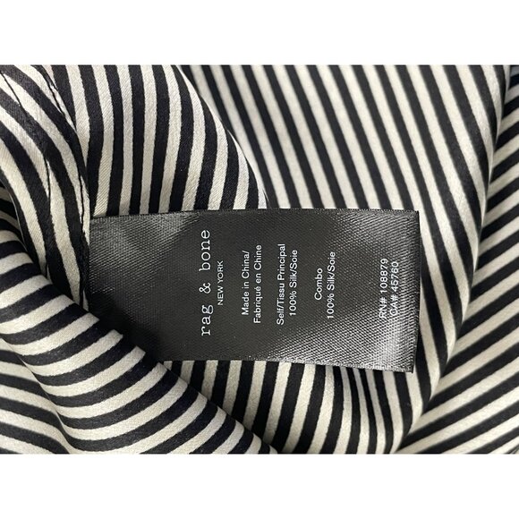Rag & Bone Womens Black & White Striped Silk Sleeveless Wrap Blouse Sz XL - New - Picture 6 of 8